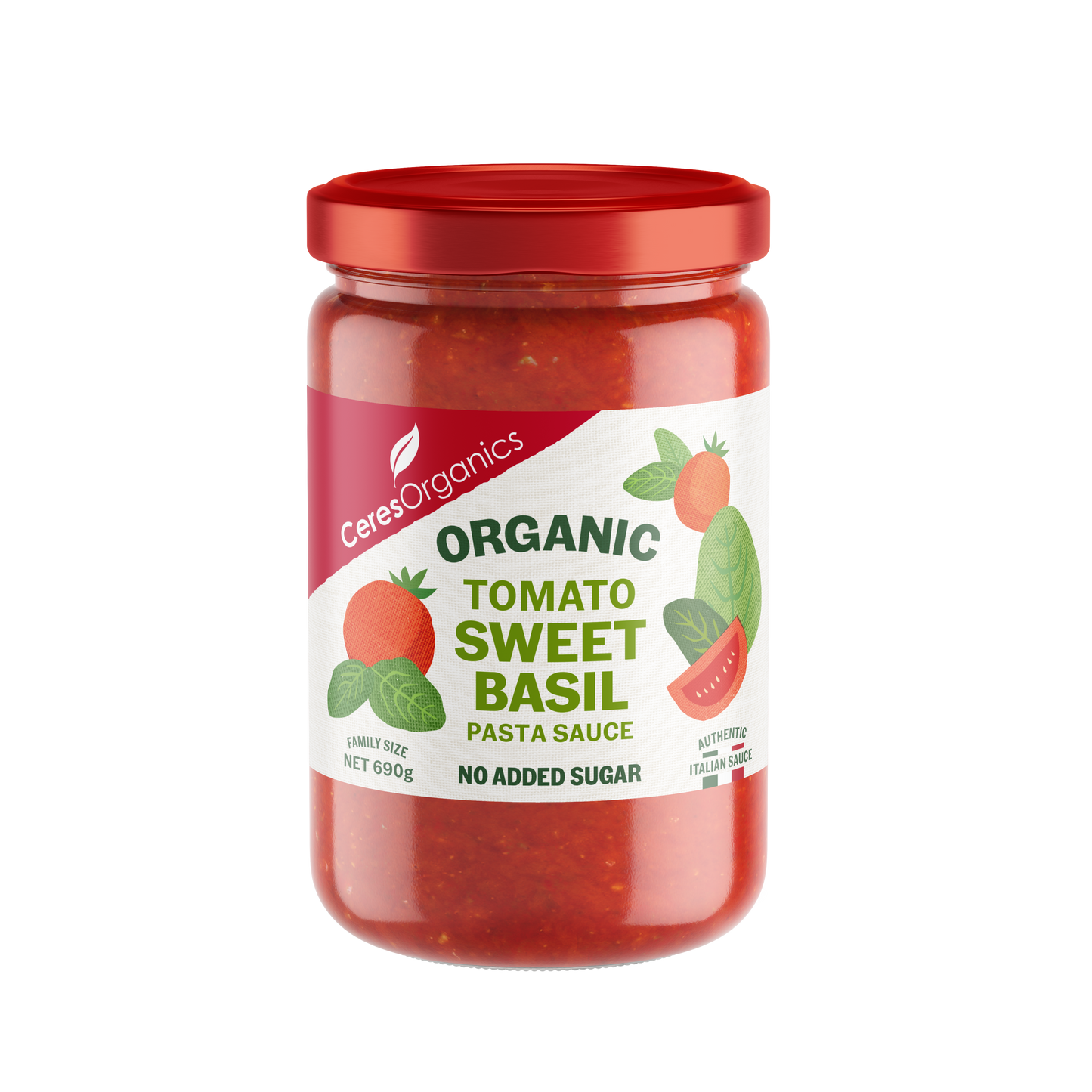 Ceres Organics Tomato, Sweet Basil Pasta Sauce - 690g