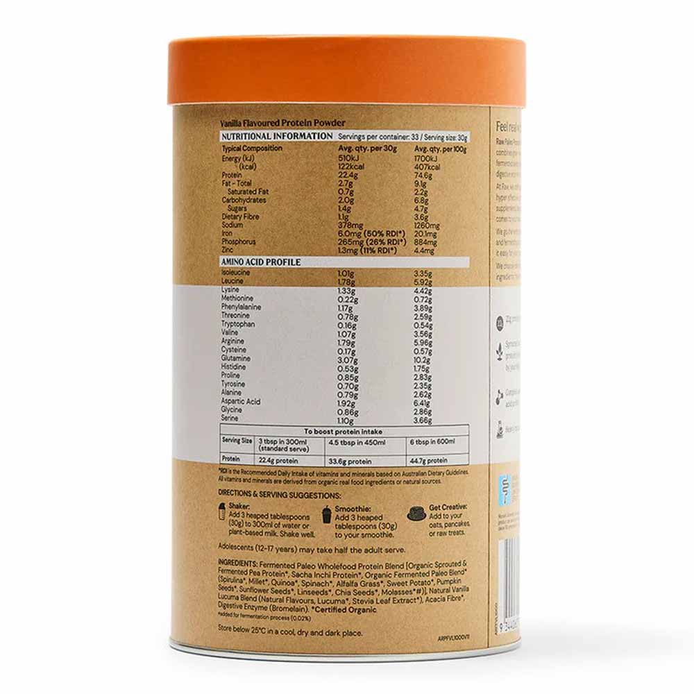 Amazonia Raw Protein Organic Paleo Gentle Digest Vanilla - 1kg - L'Organic