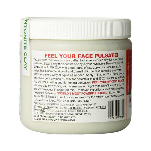 Aztec Secret Facial Clay 100% Natural Calcium Bentonite Clay - 454g - L'Organic