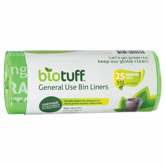 Biotuff General Use Bin Liners Medium 30L - 25pk - L'Organic