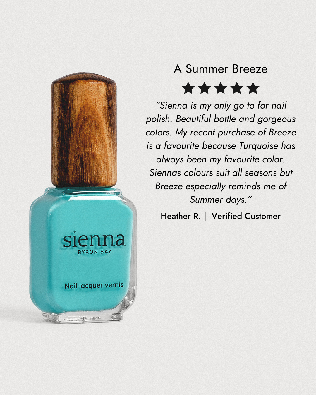 Sienna Nail Polish Breeze - Turquoise Aqua - 10ml