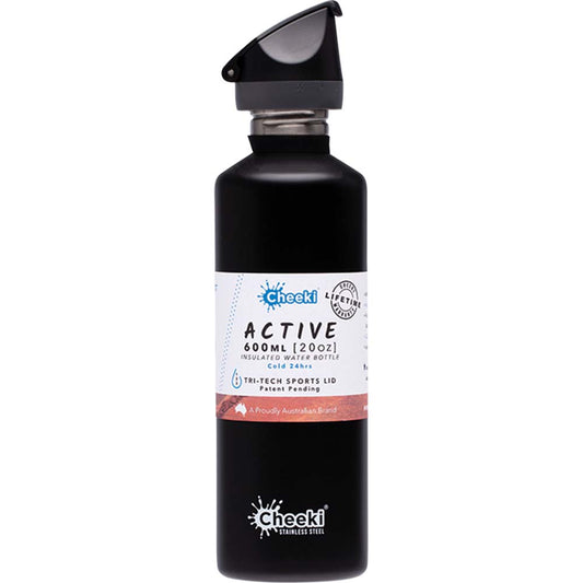 Cheeki Insulated Active Bottle - Black - 600ml - L'Organic