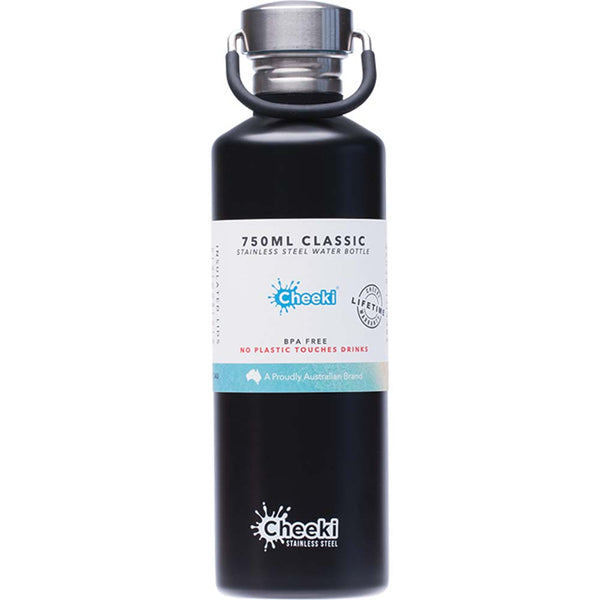 Cheeki Stainless Steel Water Bottle - Matte Black - 750ml - L'Organic