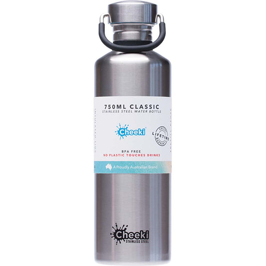 Cheeki Stainless Steel Water Bottle - Silver - 750ml - L'Organic
