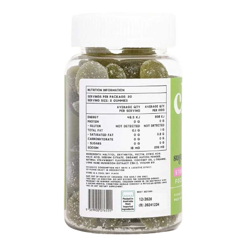 Chuu Nutrition Strawberry Matcha Focus Gummies Sugar Free - 40pcs
