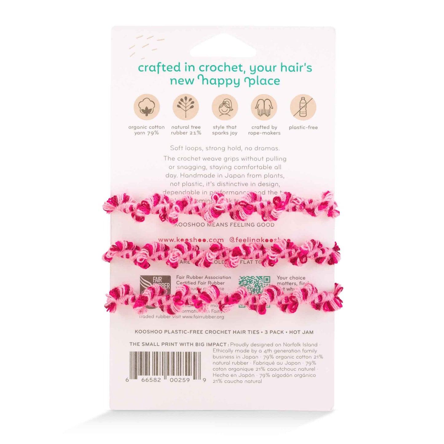 Kooshoo Plastic-Free Crochet Hair Ties - Hot Jam