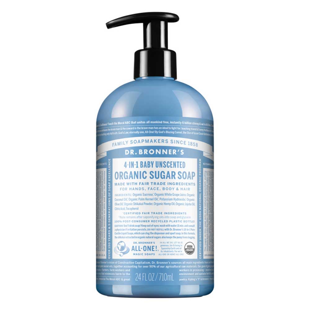 Dr Bronner's 4 in 1 Pump Soap - Baby Unscented - L'Organic
