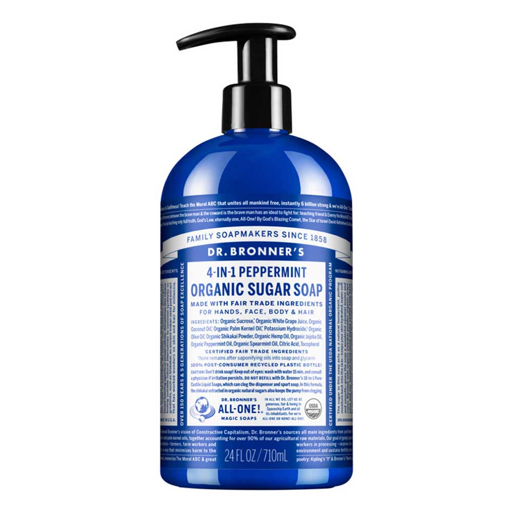 Dr Bronner's Organic Pump Soap - Peppermint - L'Organic