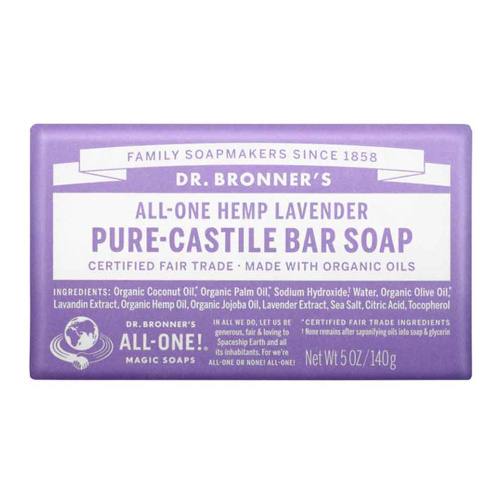 Dr Bronner's Pure-Castile Bar Soap - Lavender - 140g - L'Organic