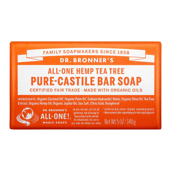 Dr Bronner's Pure-Castile Bar Soap - Tea Tree - 140g - L'Organic