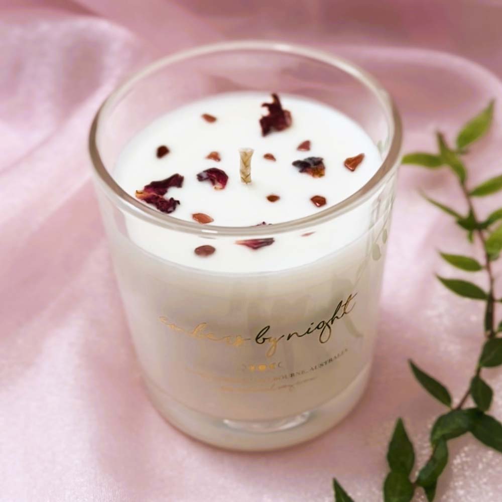 Embers By Night Crystal Infused Candle - Strawberry Champagne - L'Organic