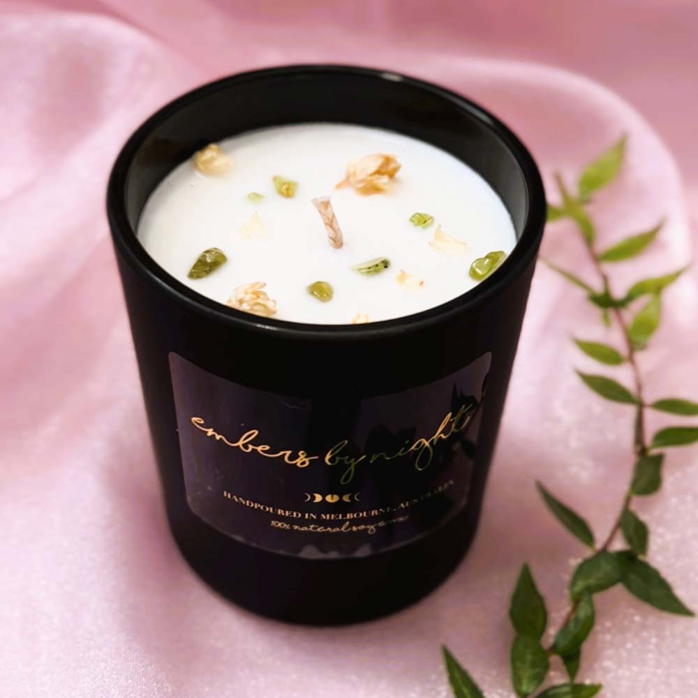 Embers By Night Matt Black Crystal Candle - French Pear - L'Organic