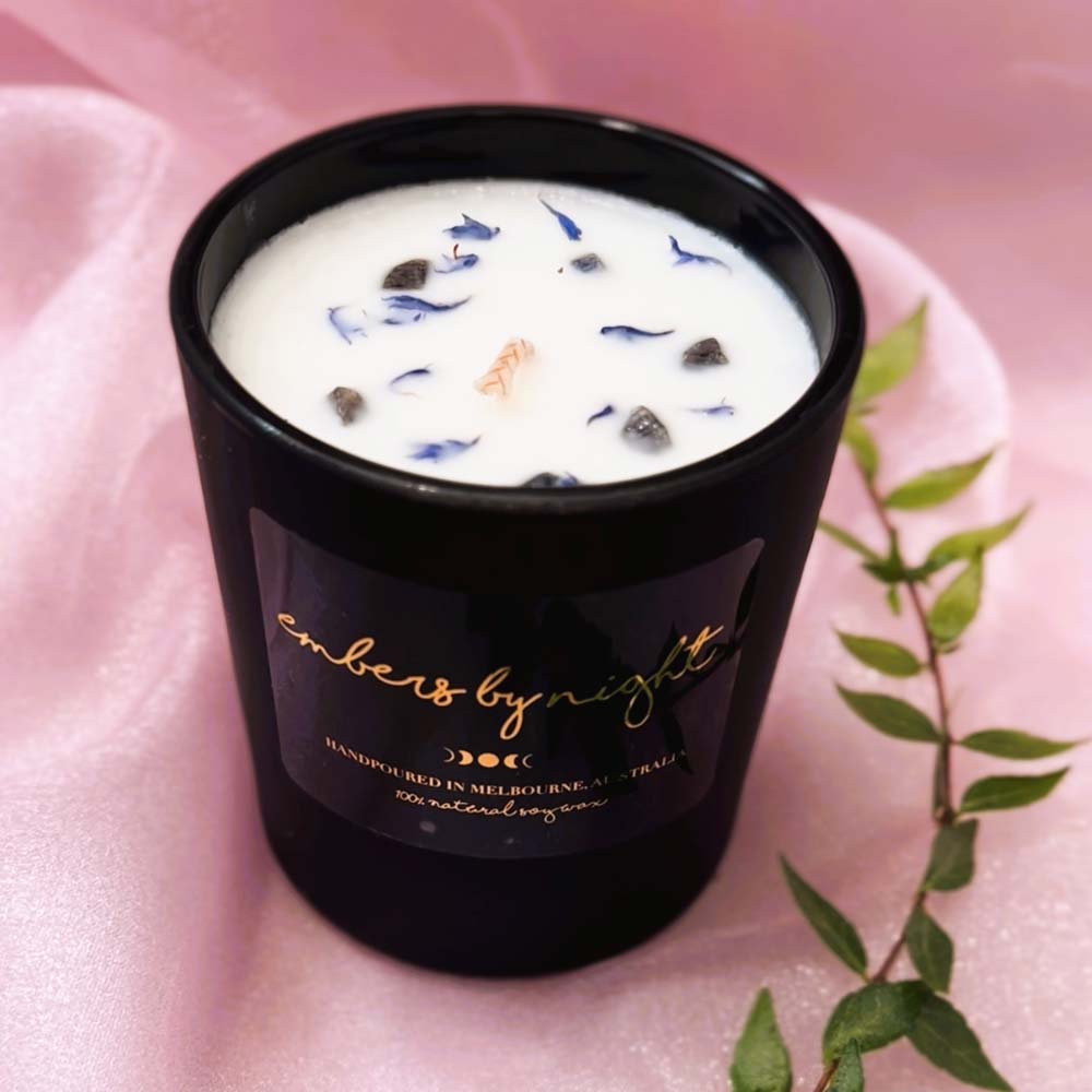 Embers By Night Matt Black Crystal Candle - Fresh Linen - L'Organic