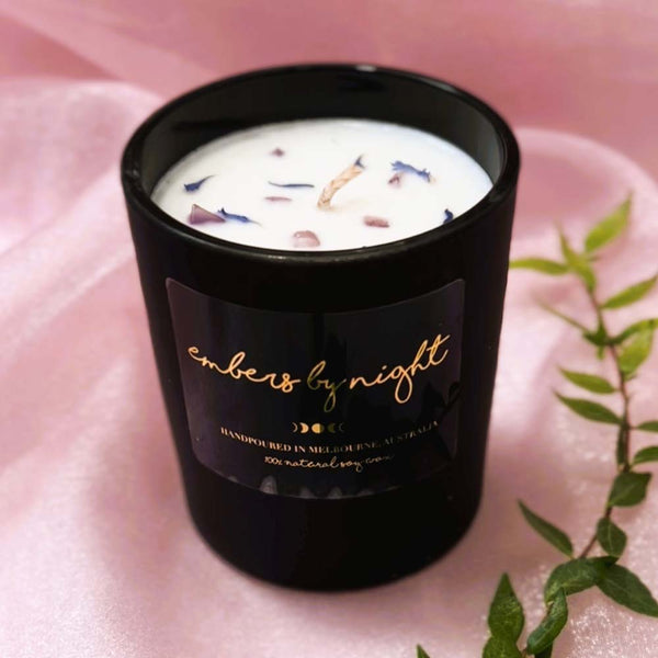 Embers By Night Matt Black Crystal Candle - Lavender - L'Organic