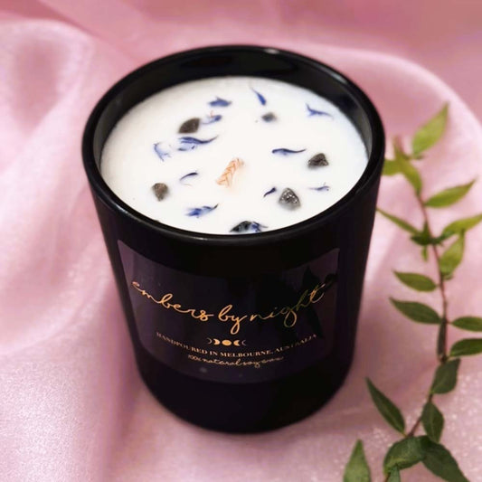 Embers By Night Matt Black Crystal Candle - Fresh Linen - L'Organic