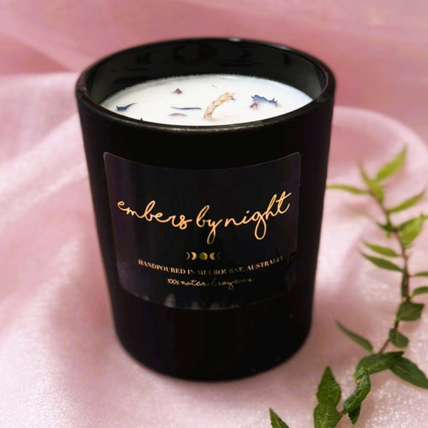 Embers By Night Matt Black Crystal Candle - Lavender - L'Organic