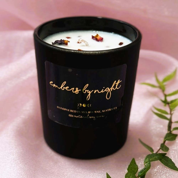 Embers By Night Matt Black Crystal Candle - Strawberry Champagne - L'Organic