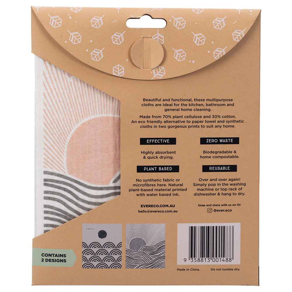 Ever Eco Eco Sponge Cloths Salty Sunrise - 2 Pack - L'Organic