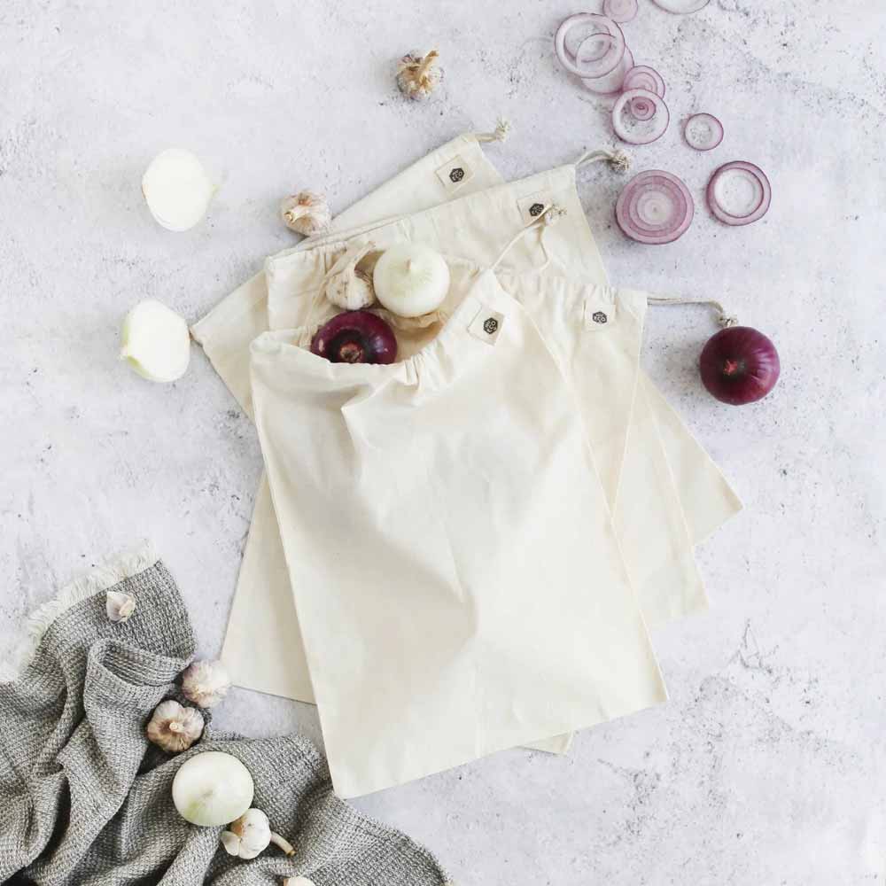 Ever Eco Reusable Produce Bags Organic Cotton Muslin - 4 Pack - L'Organic