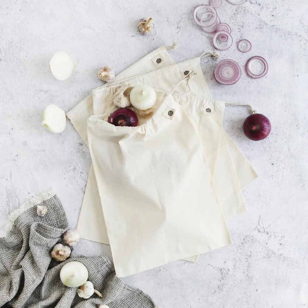 Ever Eco Reusable Produce Bags Organic Cotton Muslin - 4 Pack - L'Organic