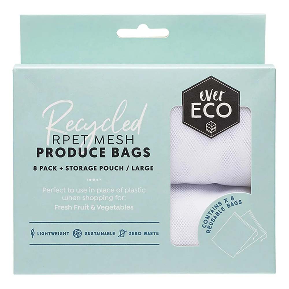 Ever Eco Reusable Produce Bags Recycled Polyester Mesh - 8 Pack - L'Organic