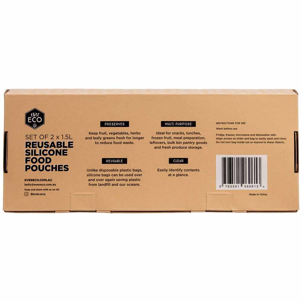 Ever Eco Reusable Silicone Food Pouches Set of 2 x 1.5L - L'Organic