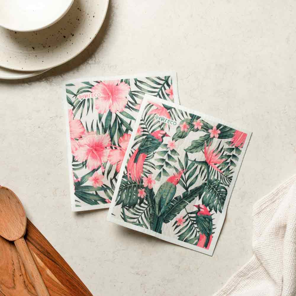 Ever Eco Sponge Cloths Hawaiian Hibiscus Collection - 2 Pack - L'Organic
