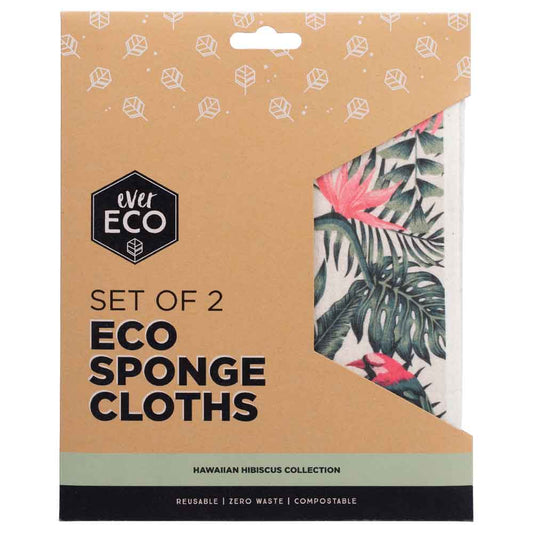 Ever Eco Sponge Cloths Hawaiian Hibiscus Collection - 2 Pack - L'Organic