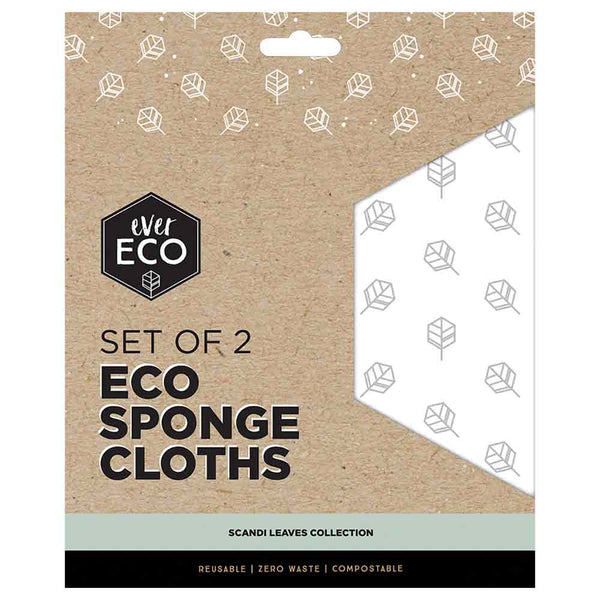 Ever Eco Sponge Cloths Scandi Leaves Collection - 2 Pack - L'Organic