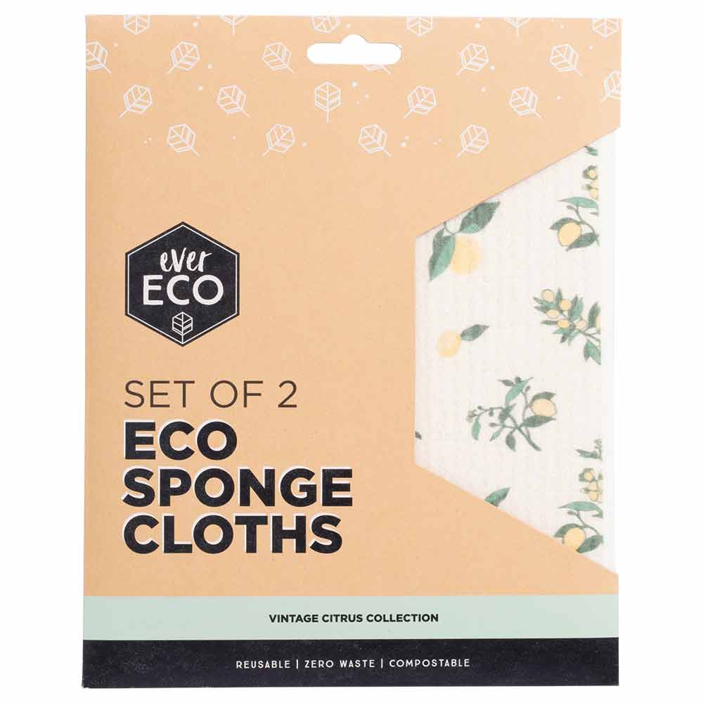 Ever Eco Sponge Cloths Vintage Citrus Collection - 2 Pack - L'Organic