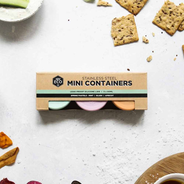 Ever Eco Stainless Steel Mini Containers Leak Resistant - Spring Pastel - 3 Pack - L'Organic