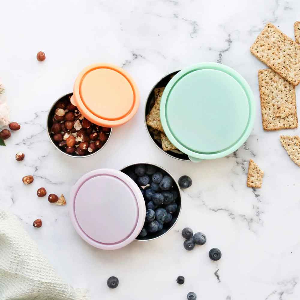 Ever Eco Stainless Steel Round Nesting Containers - Spring Pastels - 3 Pack - L'Organic