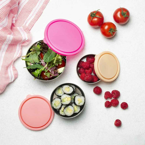 Ever Eco Stainless Steel Round Nesting Containers Rise Collection - 3 Pack - L'Organic