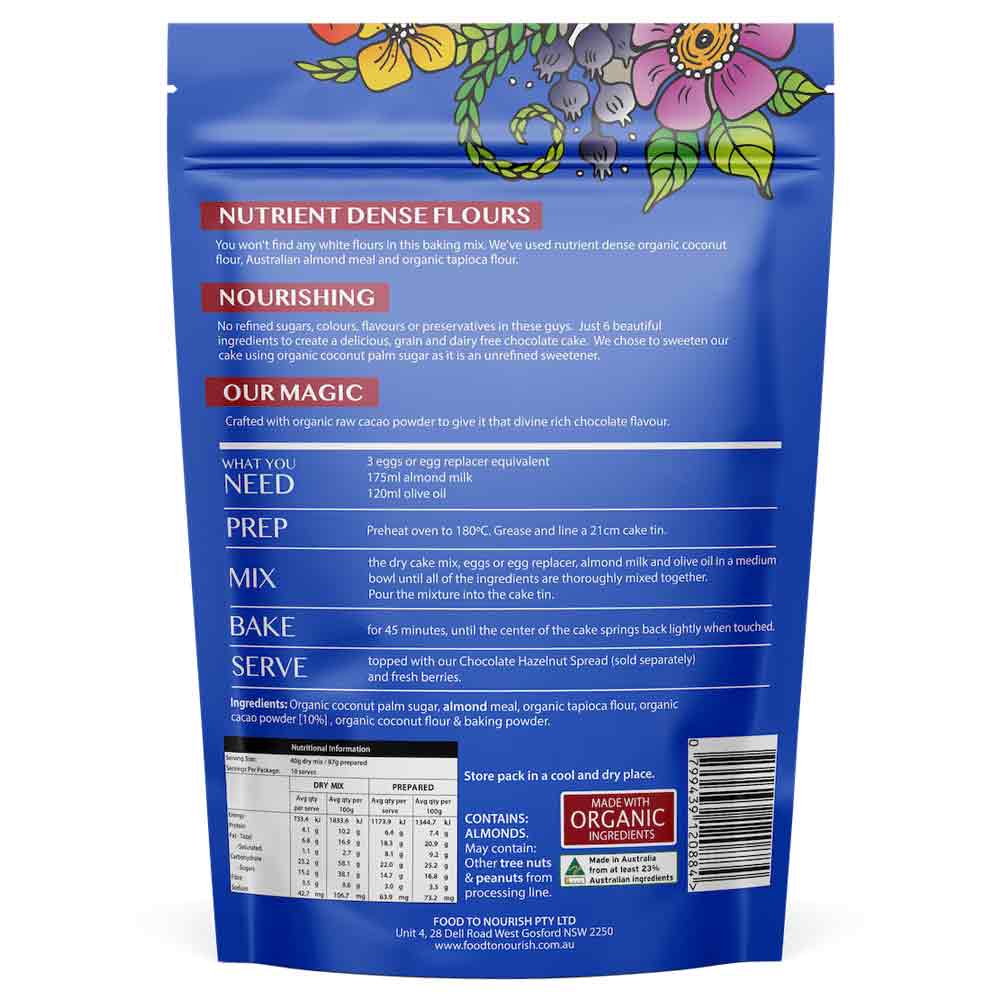 Food to Nourish Decadent Chocolate Cake Mix - 400g - L'Organic