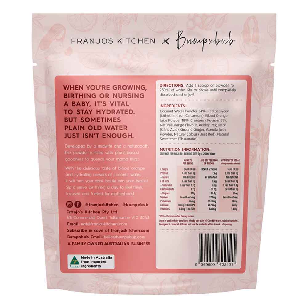 Franjos Kitchen Motherhood Hydration Powder Blood Orange & Coconut Water - 150g - L'Organic