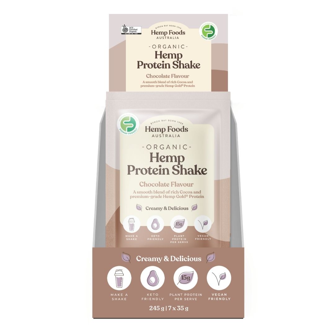 Hemp Foods Aus Organic Hemp Protein Shake Chocolate - 7 x 35g Sachets - L'Organic