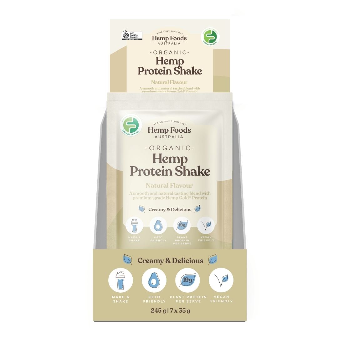Hemp Foods Aus Organic Hemp Protein Shake Natural - 7 x 35g Sachets - L'Organic
