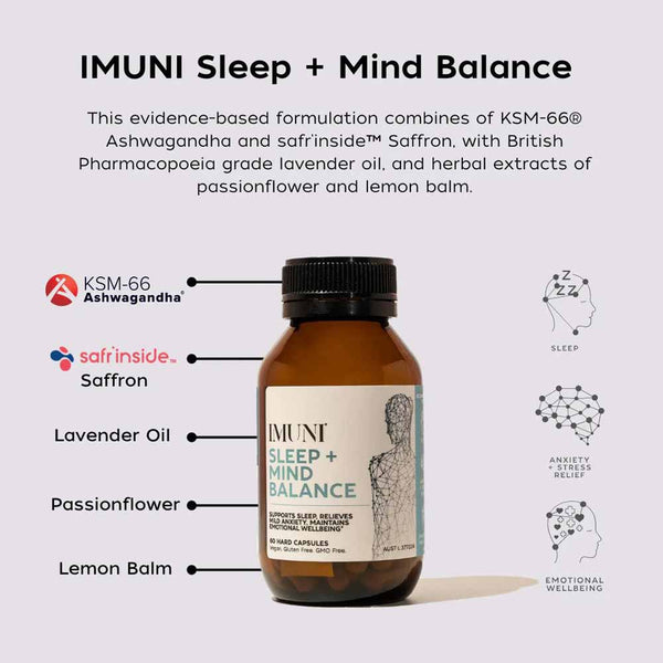 IMUNI Sleep + Mind Balance - 60 Capsules - L'Organic