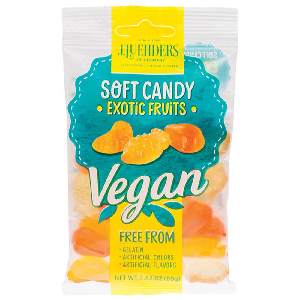 J Luehders Soft Vegan Lollies Exotic Fruits - 80g - L'Organic