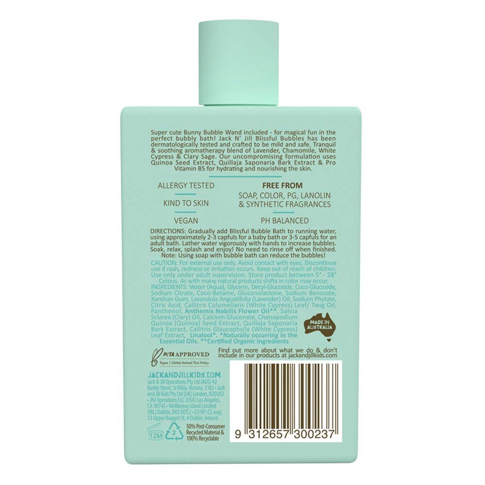 Jack N' Jill Natural Bathtime Blissful Bubbles (Bubble Bath & Magic Bubble Wand) - 300ml - L'Organic