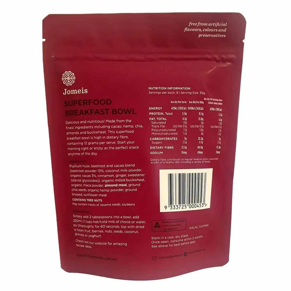 Jomeis Superfood Breakfast Bowl Mix Beetroot & Cacao - 240g - L'Organic