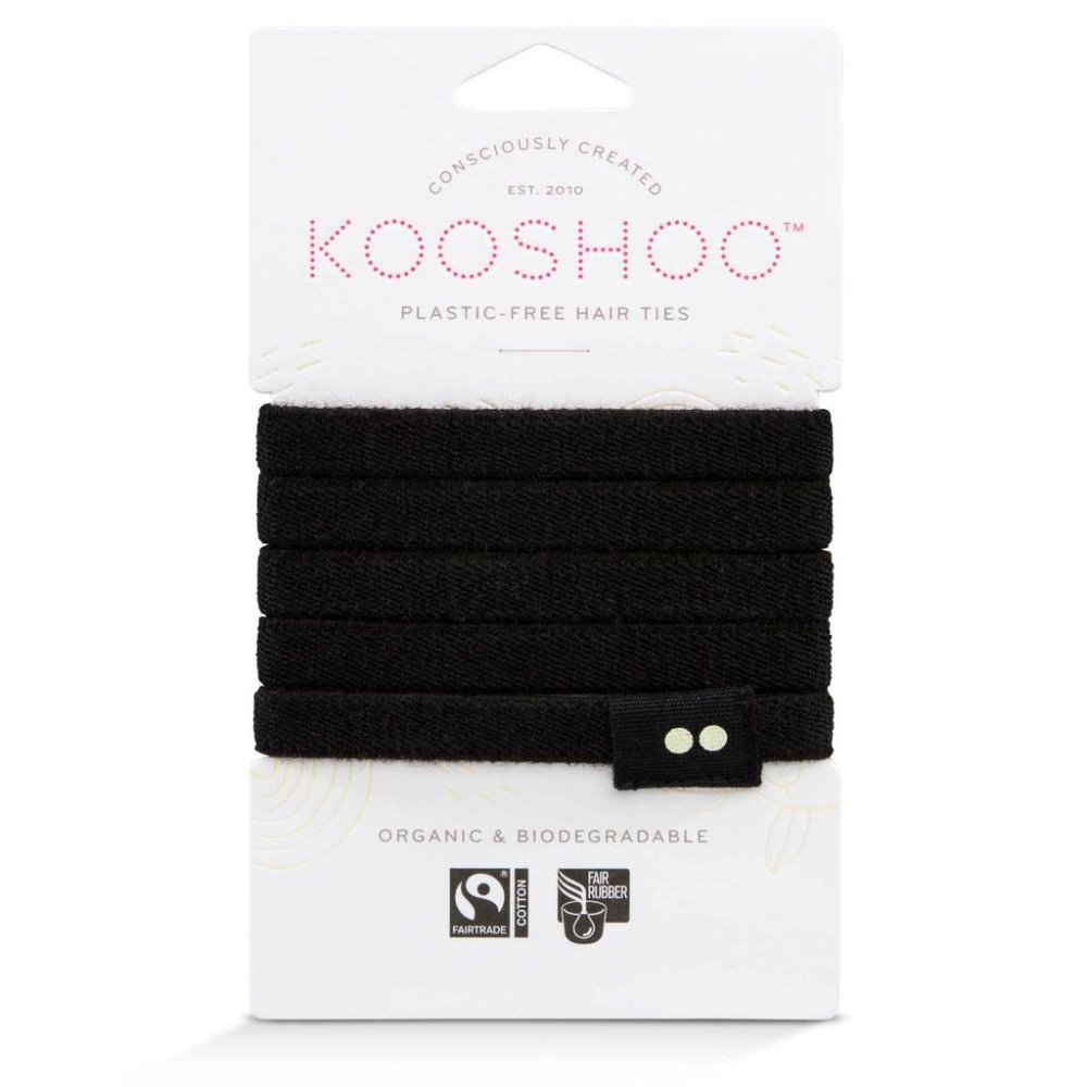 Kooshoo Certified Organic Hair Ties - Black - 5 Pack - L'Organic
