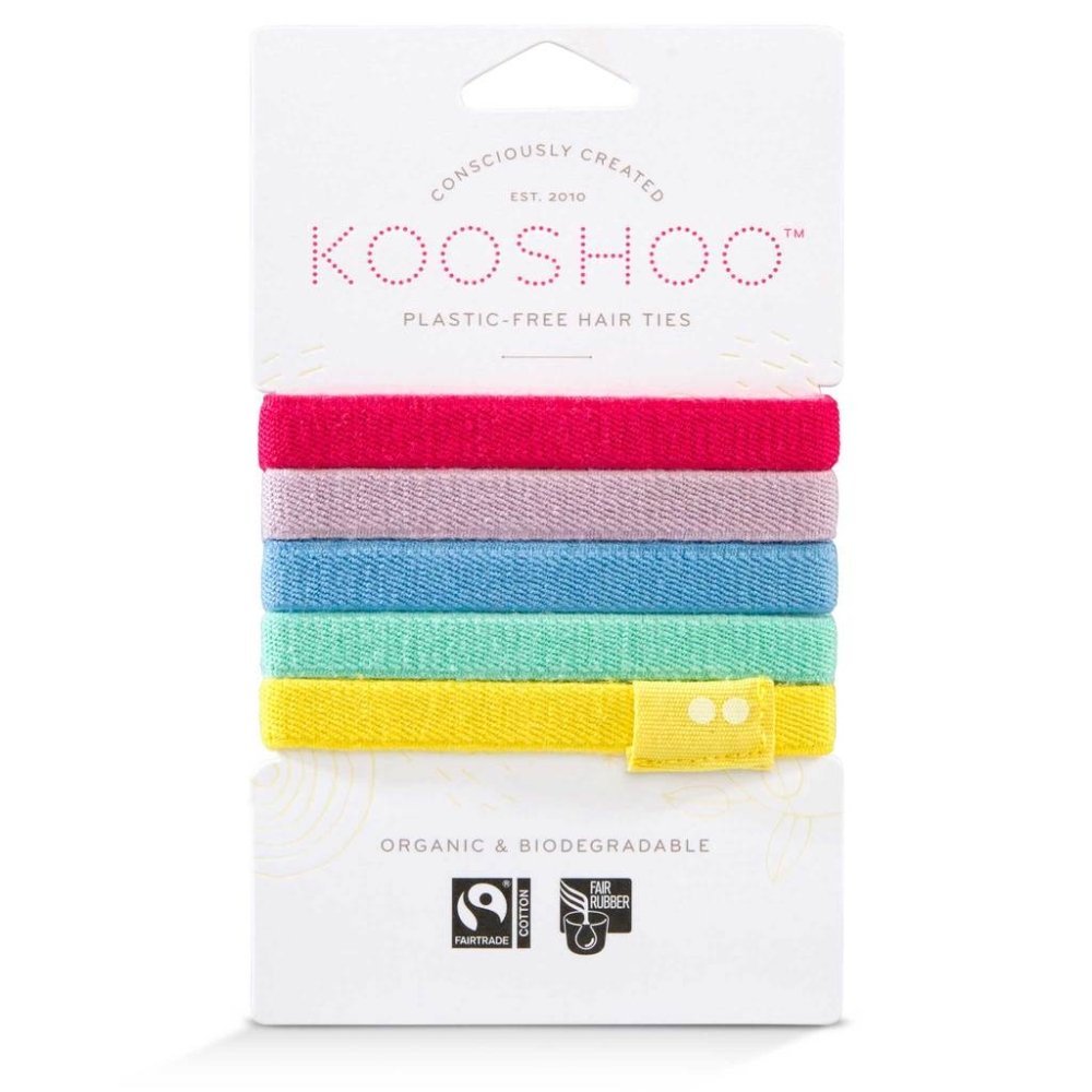 Kooshoo Certified Organic Hair Ties - Rainbow - 5 Pack - L'Organic
