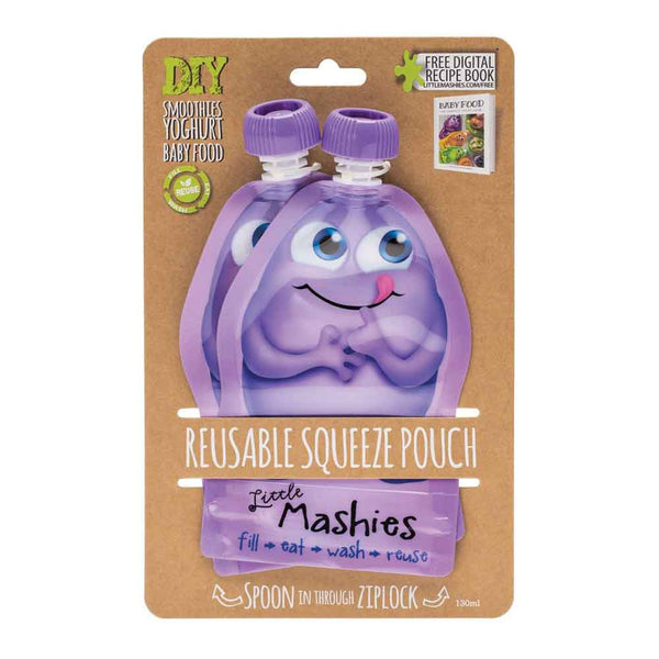 Little Mashies Reusable Baby Food Pouch 2 pack - Purple - L'Organic