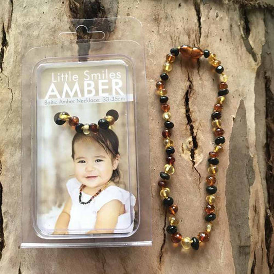 Little Smiles Amber Baby Amber Necklace Teething (33 - 35cm) - Dark Multi - L'Organic