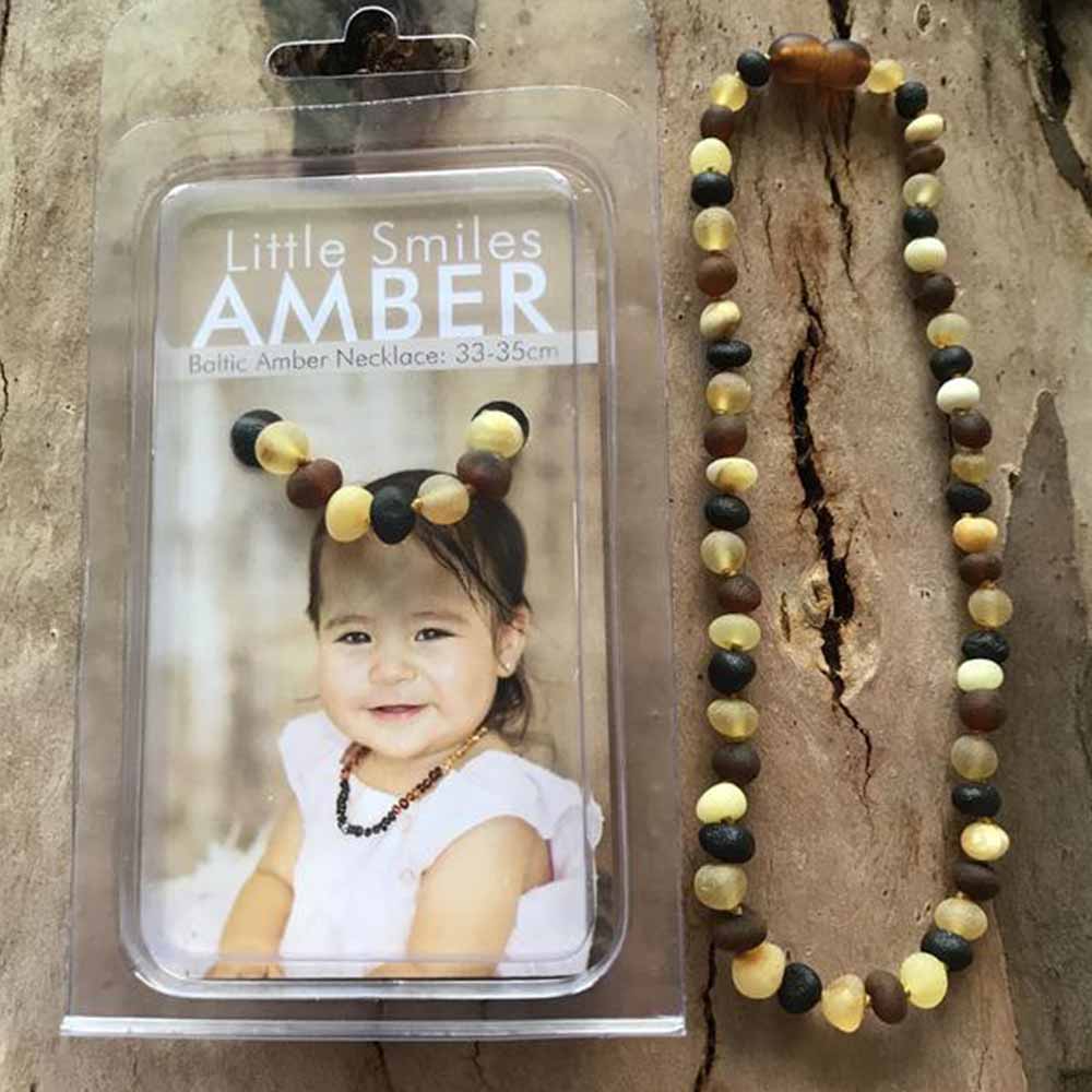 Little Smiles Amber Baby Amber Necklace Teething (33 - 35cm) - Raw Multi - L'Organic