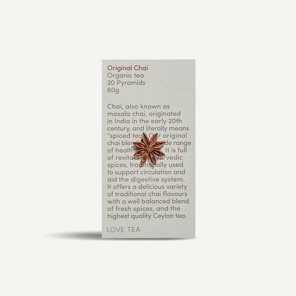 Love Tea Organic Original Chai Tea - 20 Pyramids - L'Organic