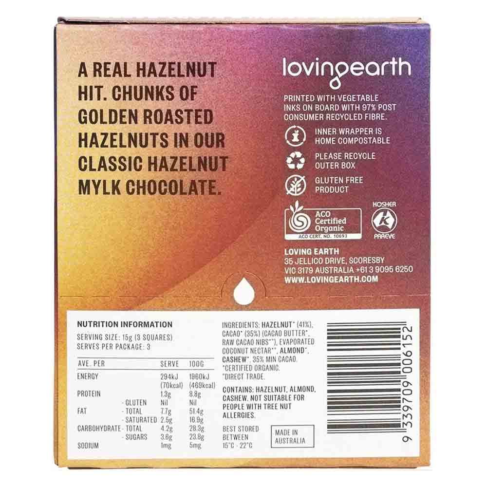 Loving Earth Double Hazey Hazelnut Chocolate - 45g - L'Organic