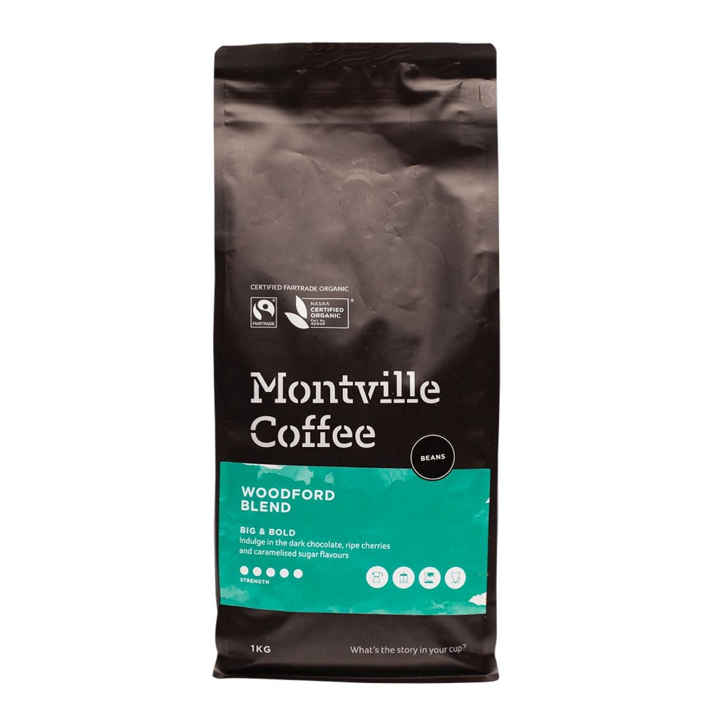 Montville Coffee Woodford Blend package on a white background