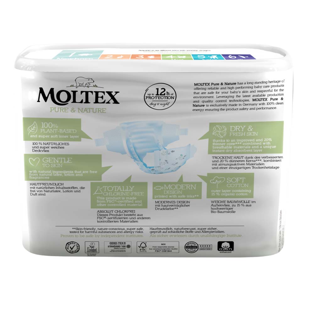 Moltex Eco Nappies Size 1 Newborn 2-4kg 22 pack - L'Organic